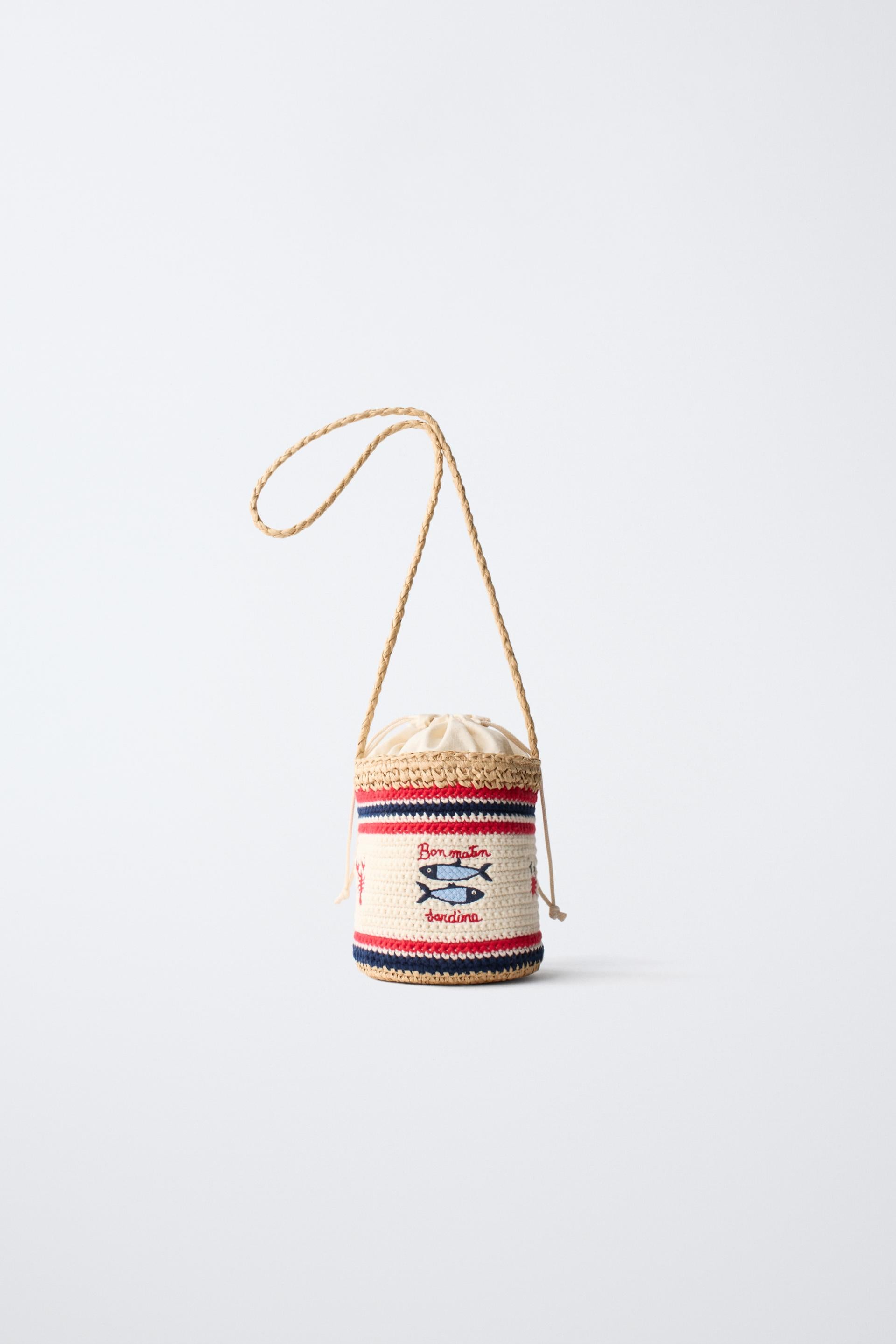 Crocheted fish-shaped crossbody bag