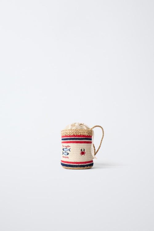 Crocheted fish-shaped crossbody bag