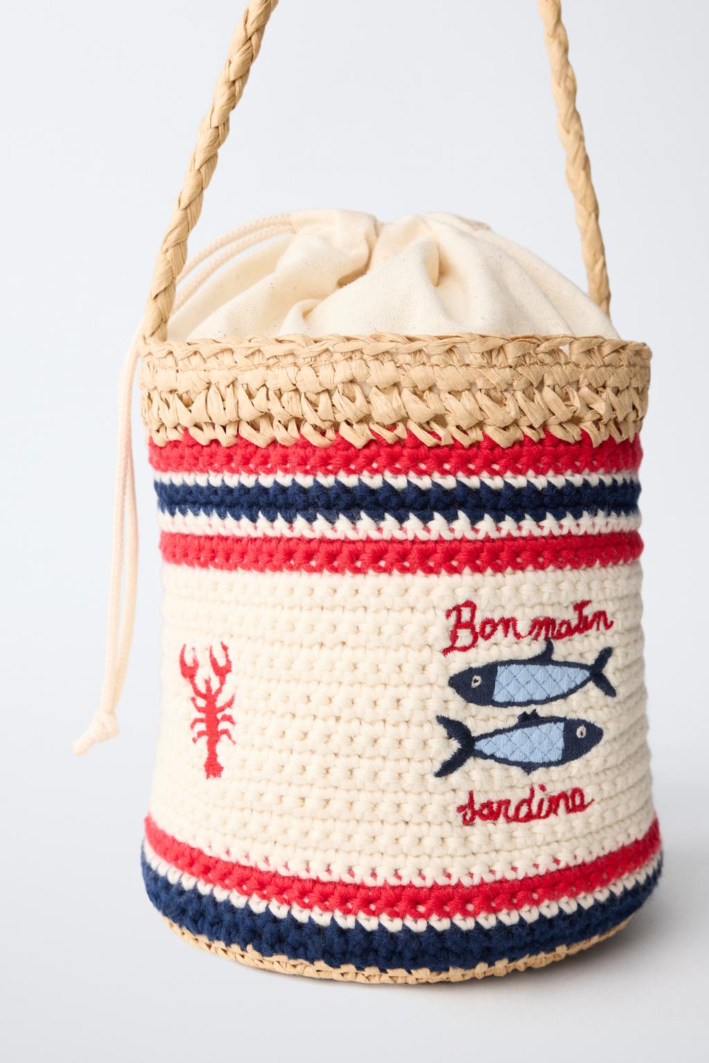 Crocheted fish-shaped crossbody bag