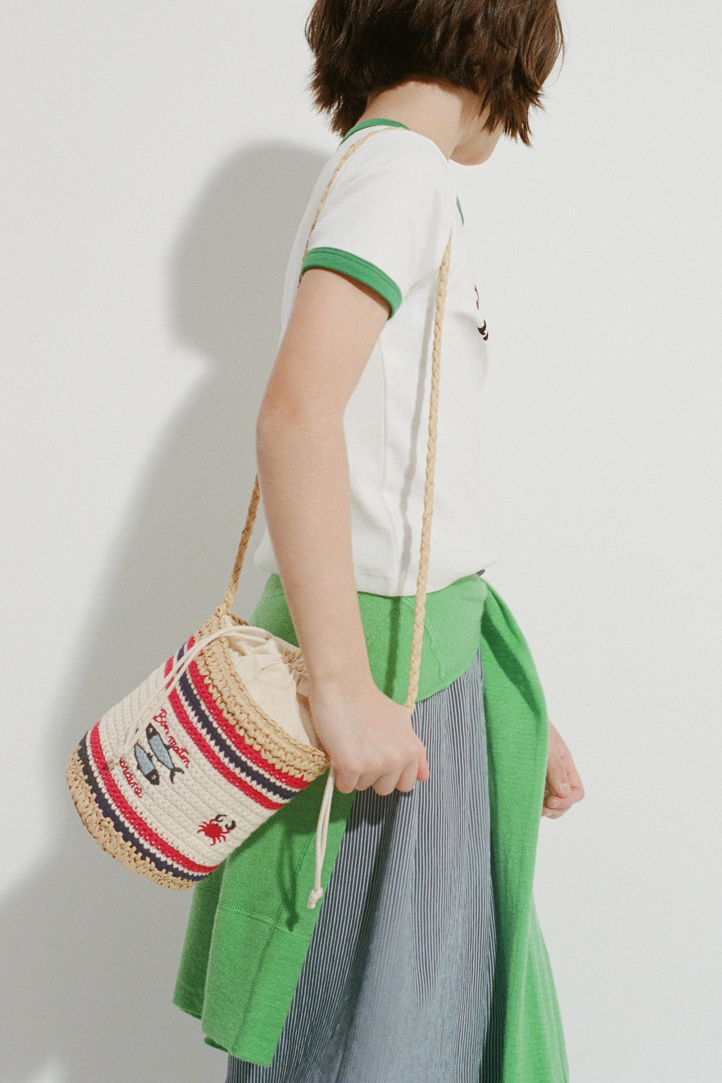 Crocheted fish-shaped crossbody bag