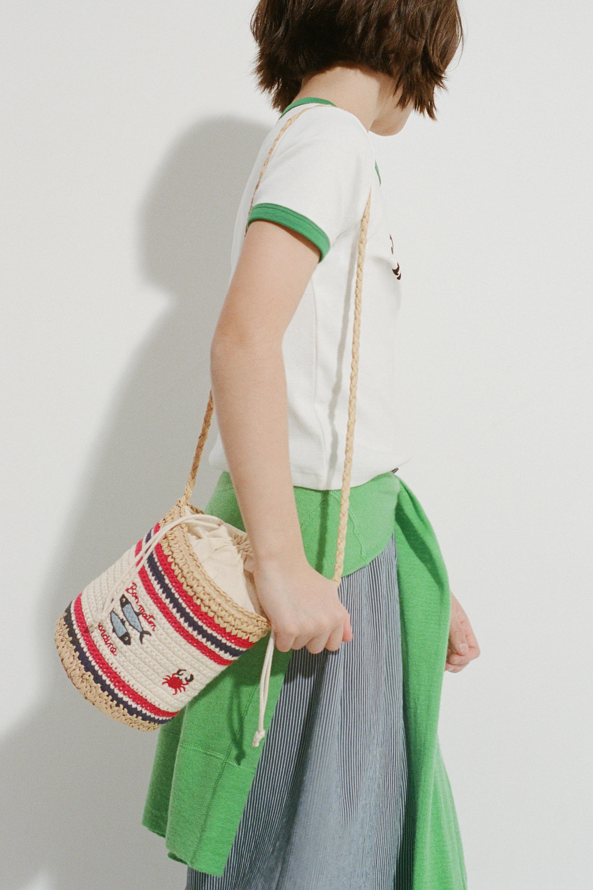 Crocheted fish-shaped crossbody bag