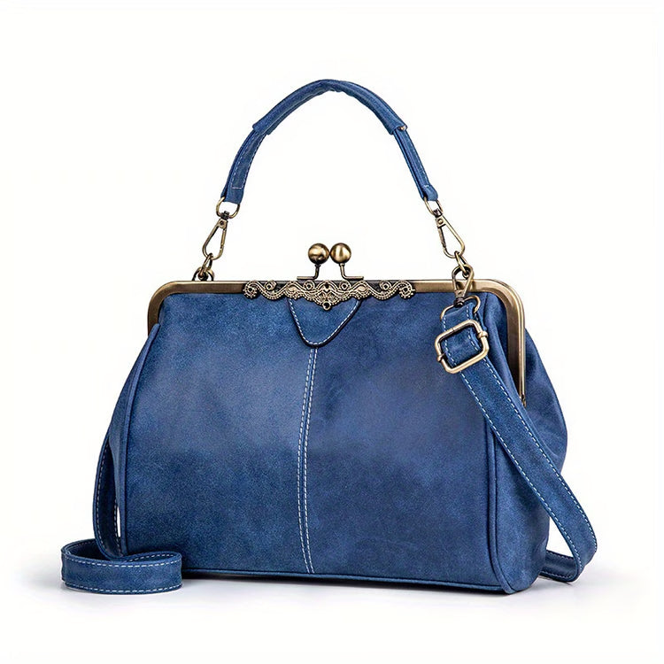 Classic Retro Kiss-Lock Crossbody & Handheld Bag – Nostalgic Kiss-Lock Design and Top Handle