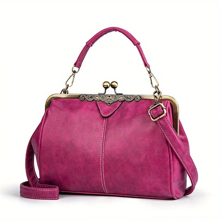 Classic Retro Kiss-Lock Crossbody & Handheld Bag – Nostalgic Kiss-Lock Design and Top Handle