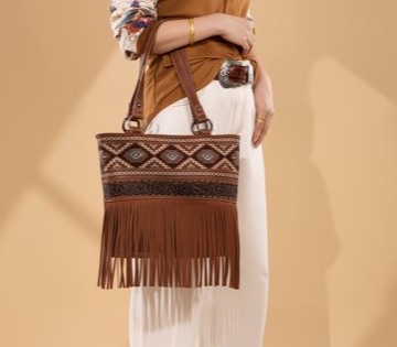 Embroidered Ethnic-Style Tote Bag with Cutwork and Tassels