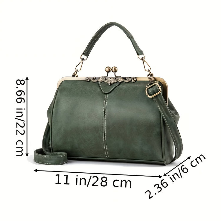 Classic Retro Kiss-Lock Crossbody & Handheld Bag – Nostalgic Kiss-Lock Design and Top Handle