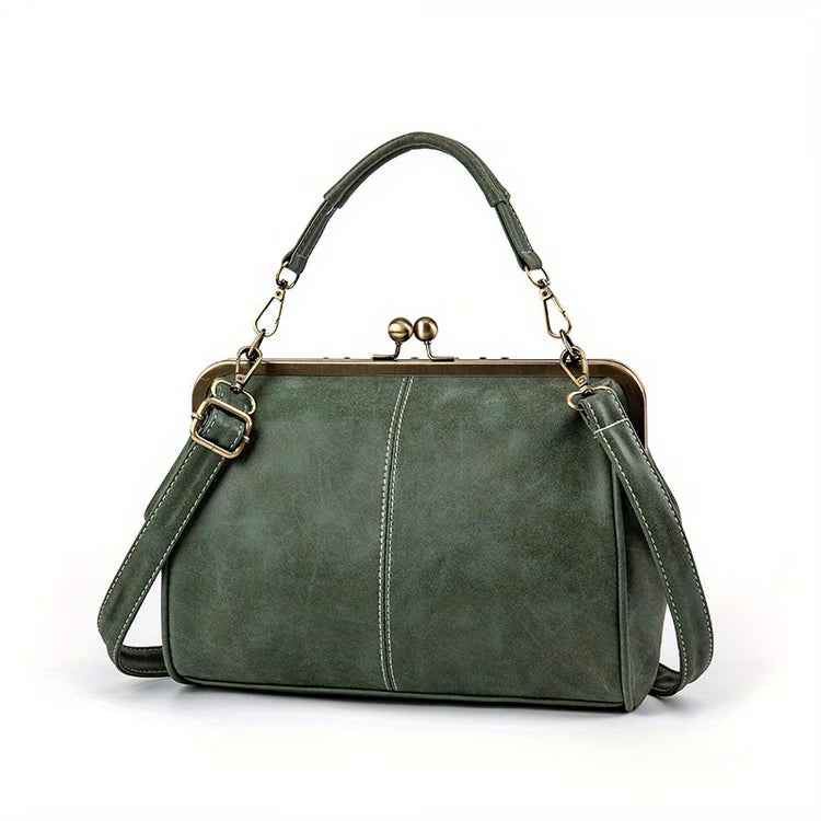 Classic Retro Kiss-Lock Crossbody & Handheld Bag – Nostalgic Kiss-Lock Design and Top Handle