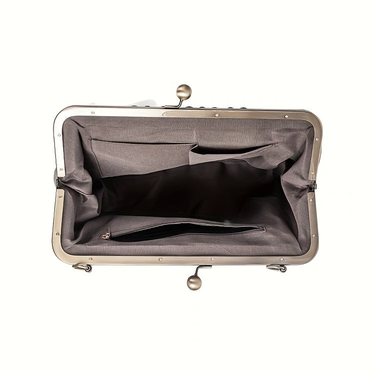 Classic Retro Kiss-Lock Crossbody & Handheld Bag – Nostalgic Kiss-Lock Design and Top Handle