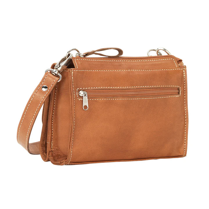 Western-style small crossbody bag/wallet in natural brown