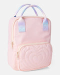 Girls' Heart-Embroidered Mini Backpack with Ombré Straps – Pink