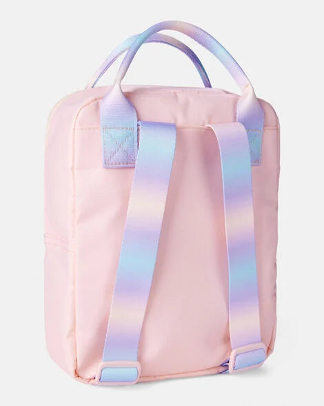Girls' Heart-Embroidered Mini Backpack with Ombré Straps – Pink