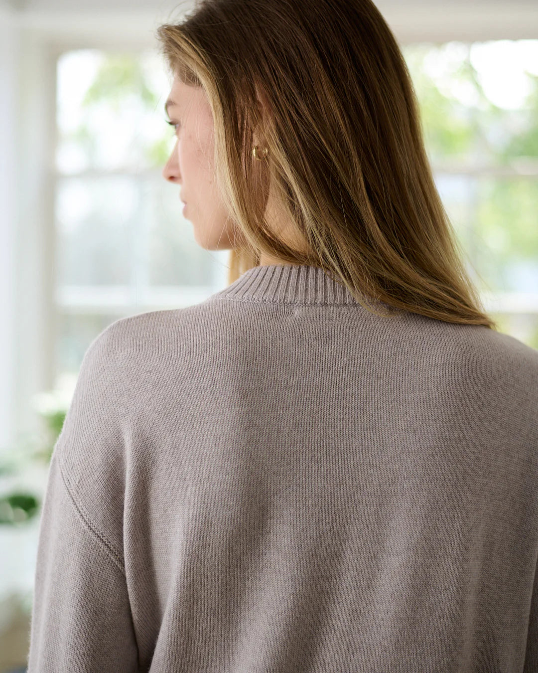 Women’s Crewneck Extra Fine Merino Wool Ribbed Knit Cardigan