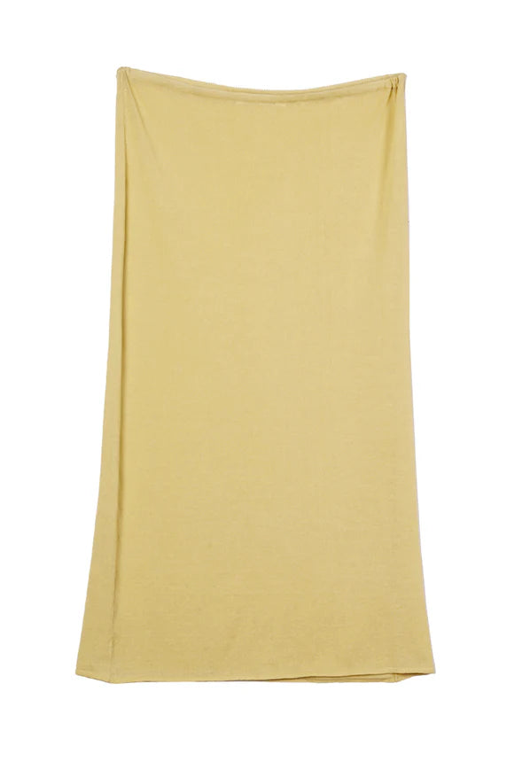 Women’s Solid Light Yellow Fitted Midi Pencil Skirt