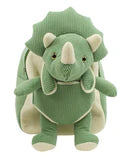 Green Triceratops Rolling Backpack for Kids (with Detachable Plush Toy)