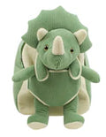 Green Triceratops Rolling Backpack for Kids (with Detachable Plush Toy)