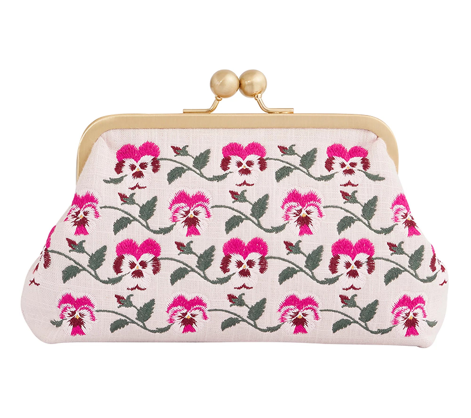 Embroidered clasp clutch