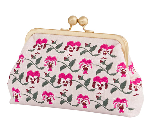 Embroidered clasp clutch
