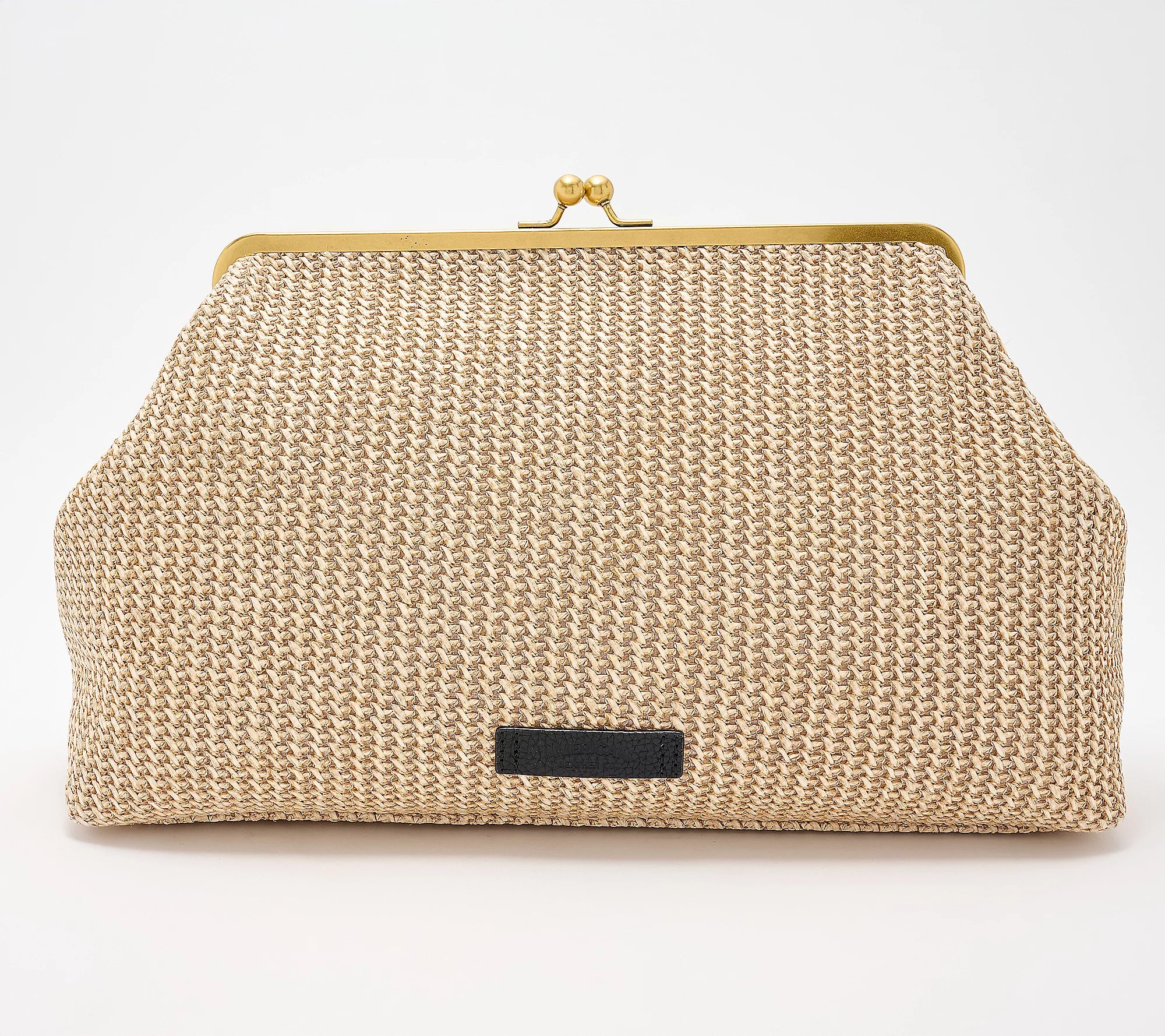 Embroidered Raffia Clasp Clutch
